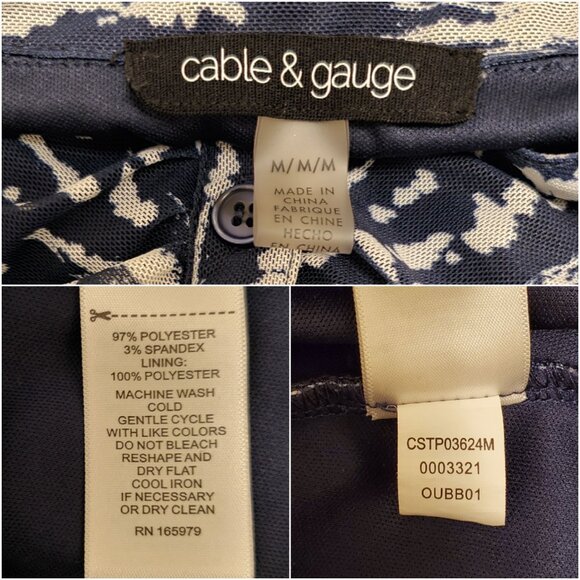 Cable & Gauge Blue Patterned Sleeveless Button Front V-Neck Collared Top - M - Picture 10 of 11